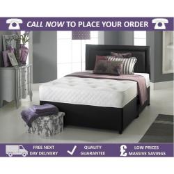 MEMORY FOAM DIVAN BED SET + 10" LUXURY DUAL MATTRESS+ HEADBOARD SIZE 3FT SINGLE 4FT6 DOUBLE 5FT KING