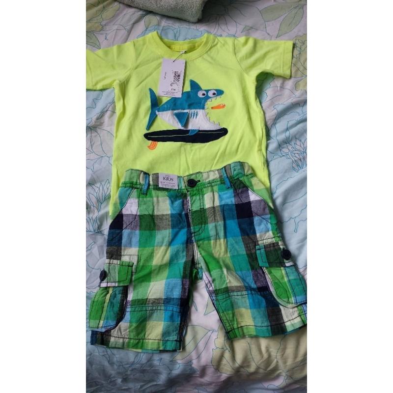 Bnwts boys T-shirt and shorts set from M&S. Ages 2-3.