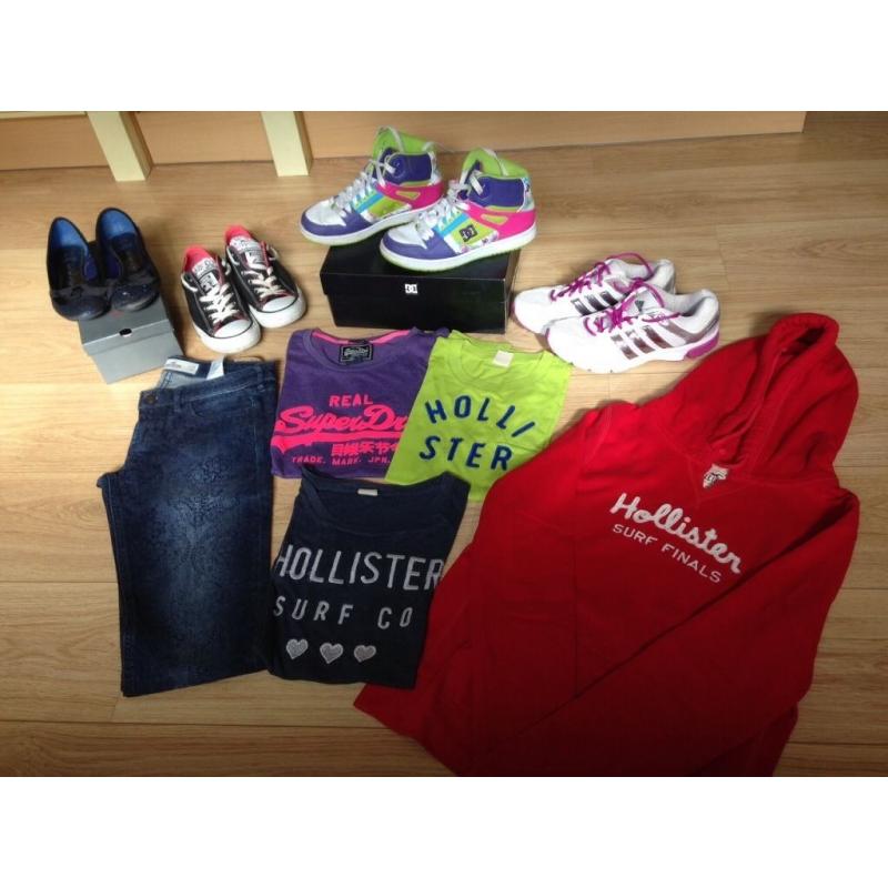 Hollister, Superdry, Adidias, DC Hightops, All Star Converse Bundle