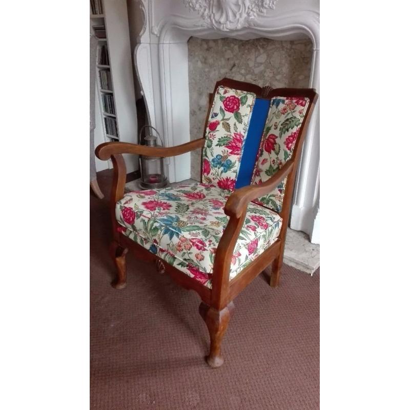 Re-Upholstered antique chair with Laura Ashley fabric