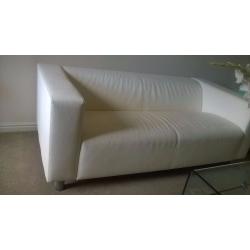 White Faux Leather Ikea Sofa