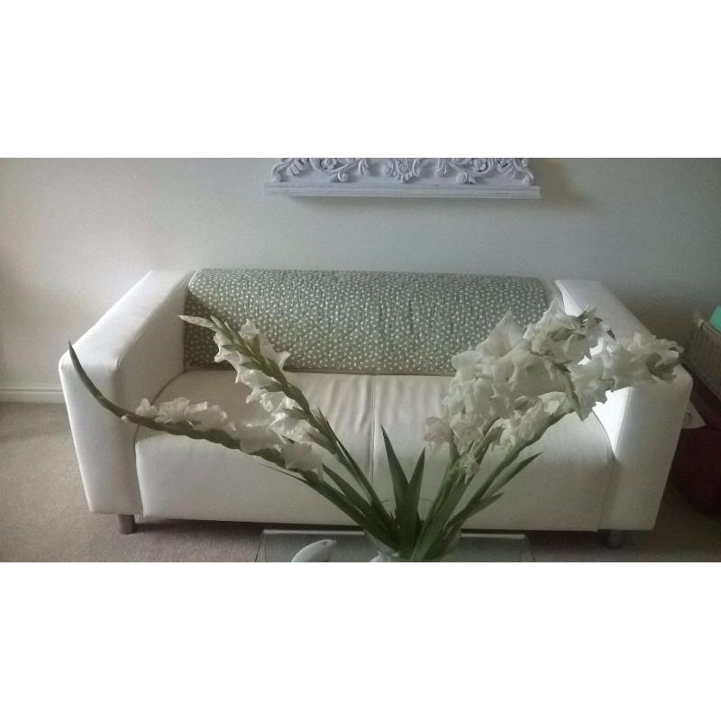 White Faux Leather Ikea Sofa