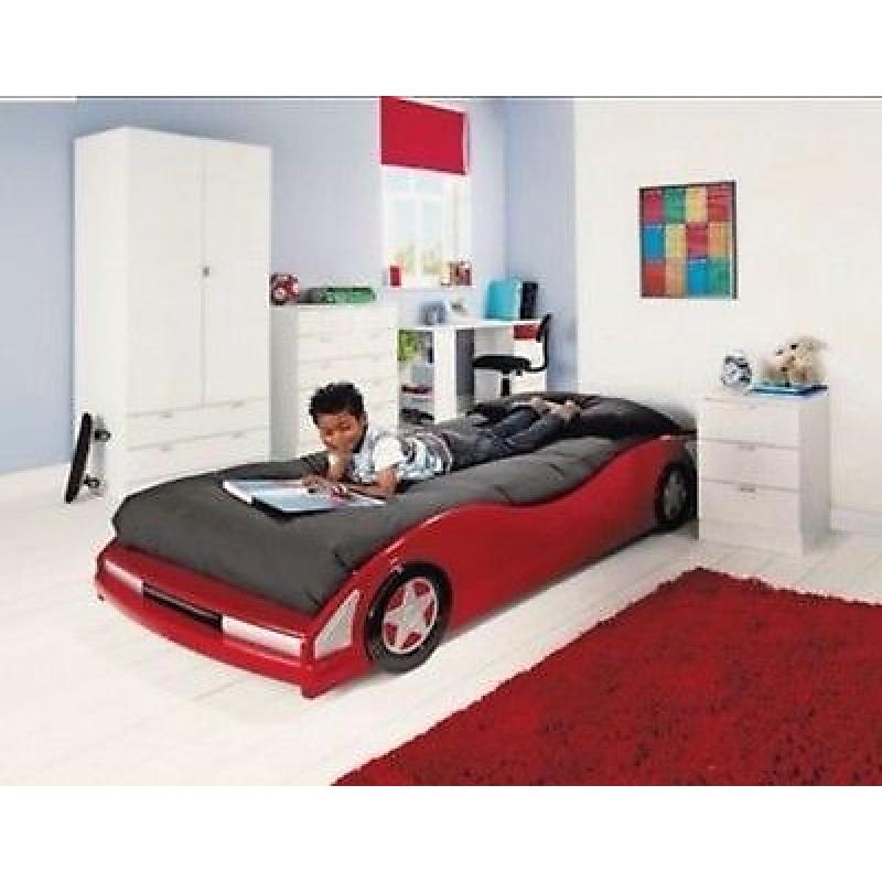 Red racing car single bed