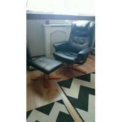 Black faux leather reclining chair