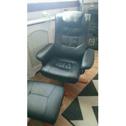 Black faux leather reclining chair