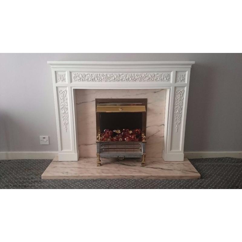 Fire place for sale, wooden frame, stone base