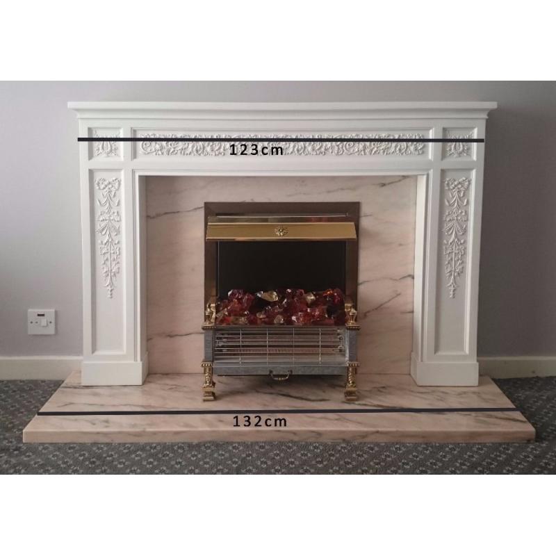 Fire place for sale, wooden frame, stone base