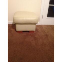 2 cream two seater couches with footstool