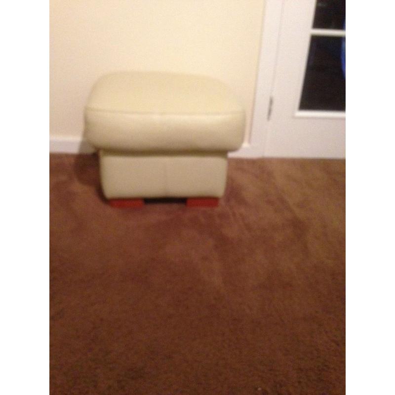 2 cream two seater couches with footstool