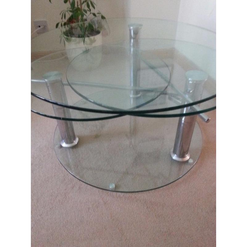 3 in 1 Circular Glass Coffee Tables