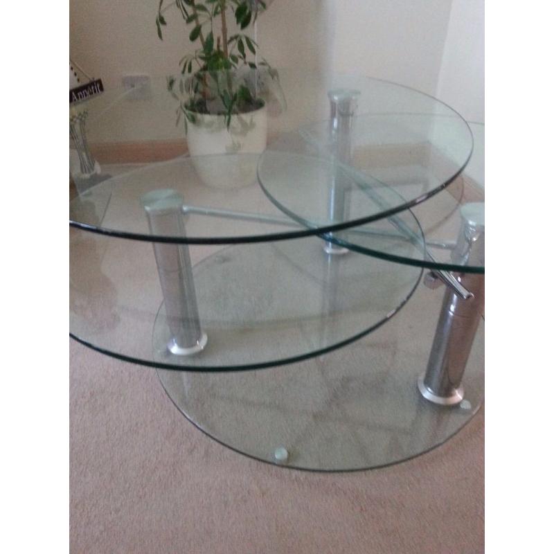 3 in 1 Circular Glass Coffee Tables