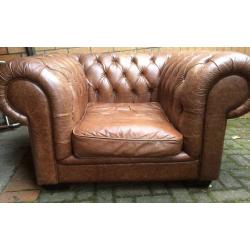 Stunning distressed look leather Chesterfield chair