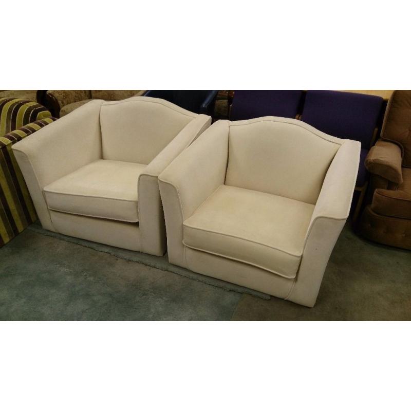 Two Large White Armchairs