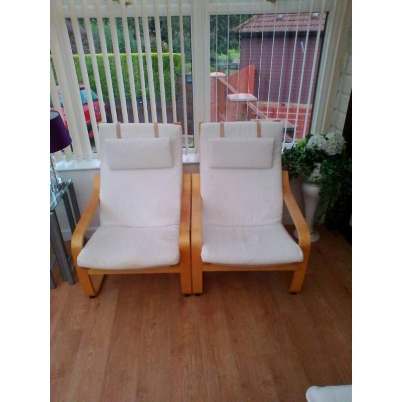 2 White Ikea Poang Chairs