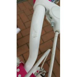 Girls White and Pink Bike with Stabilisers