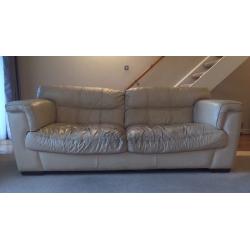 3+2 seater creak leather sofas and large footstool