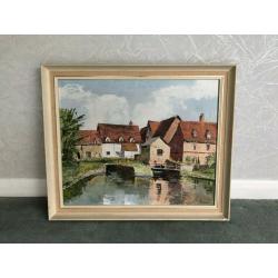 Original 1970s Framed Oil Painting - RIVER THURNE NORFOLK by Christine M. Master