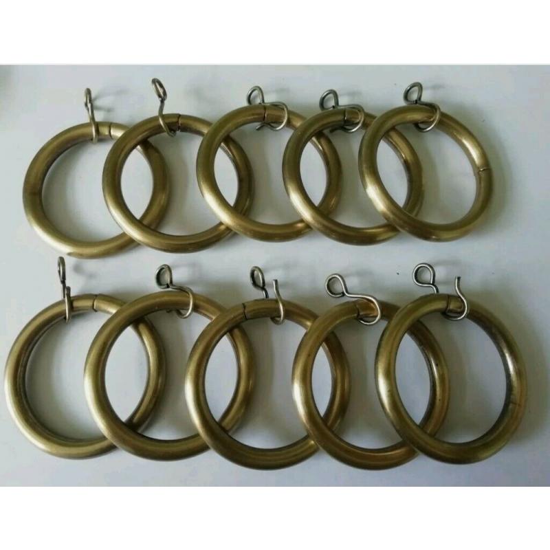 Curtain rings metal antique brass x10